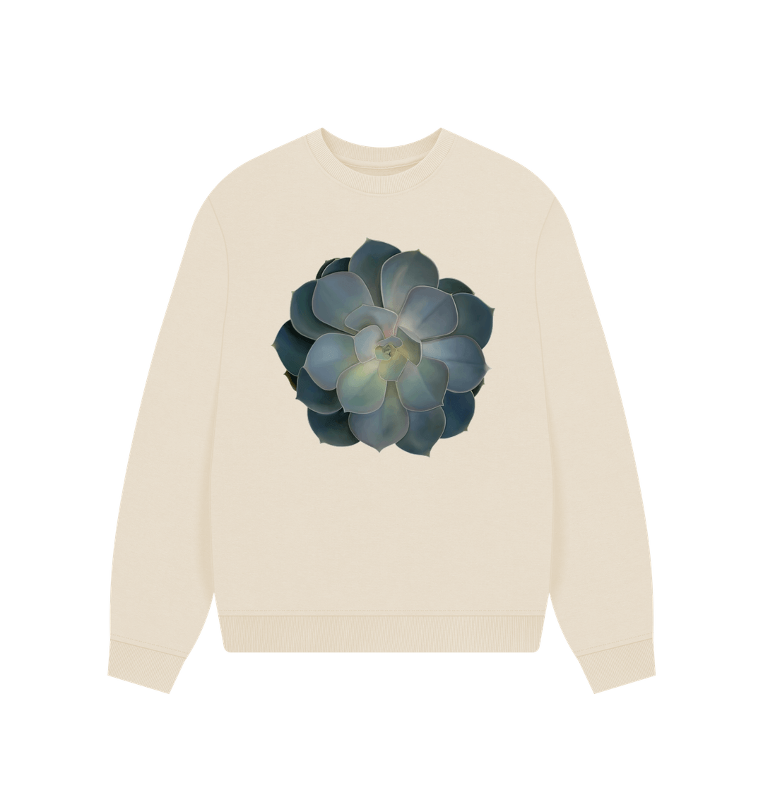 Oat Green ombr\u00e9 succulent women's oversized sweatshirt.