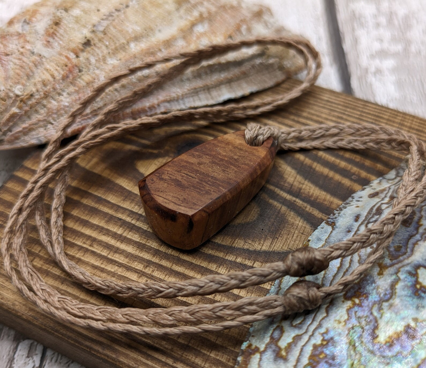 NZ Rimu wood roimata drop pendant.