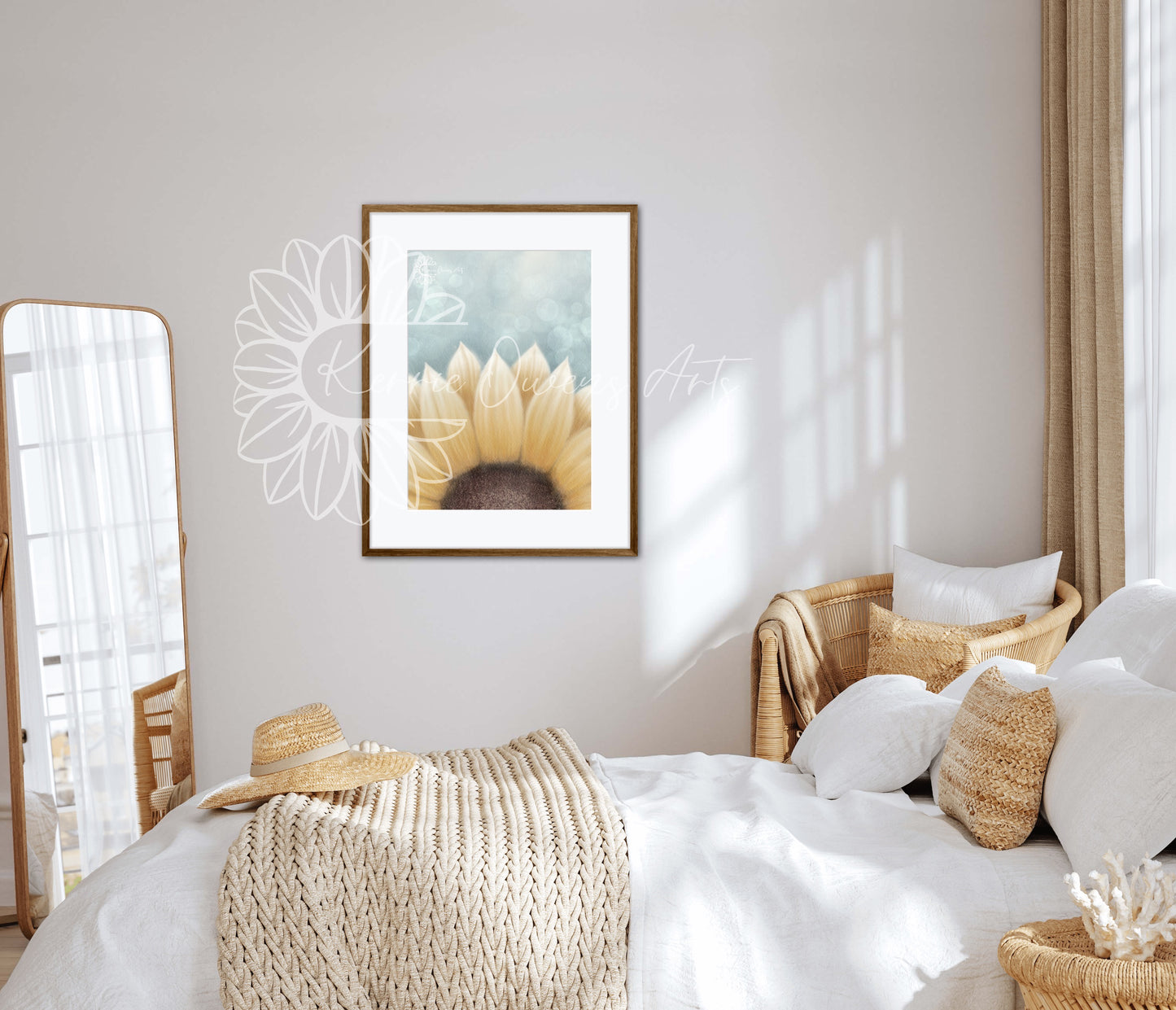Fiadh's sunflower, printed, digital illustration.