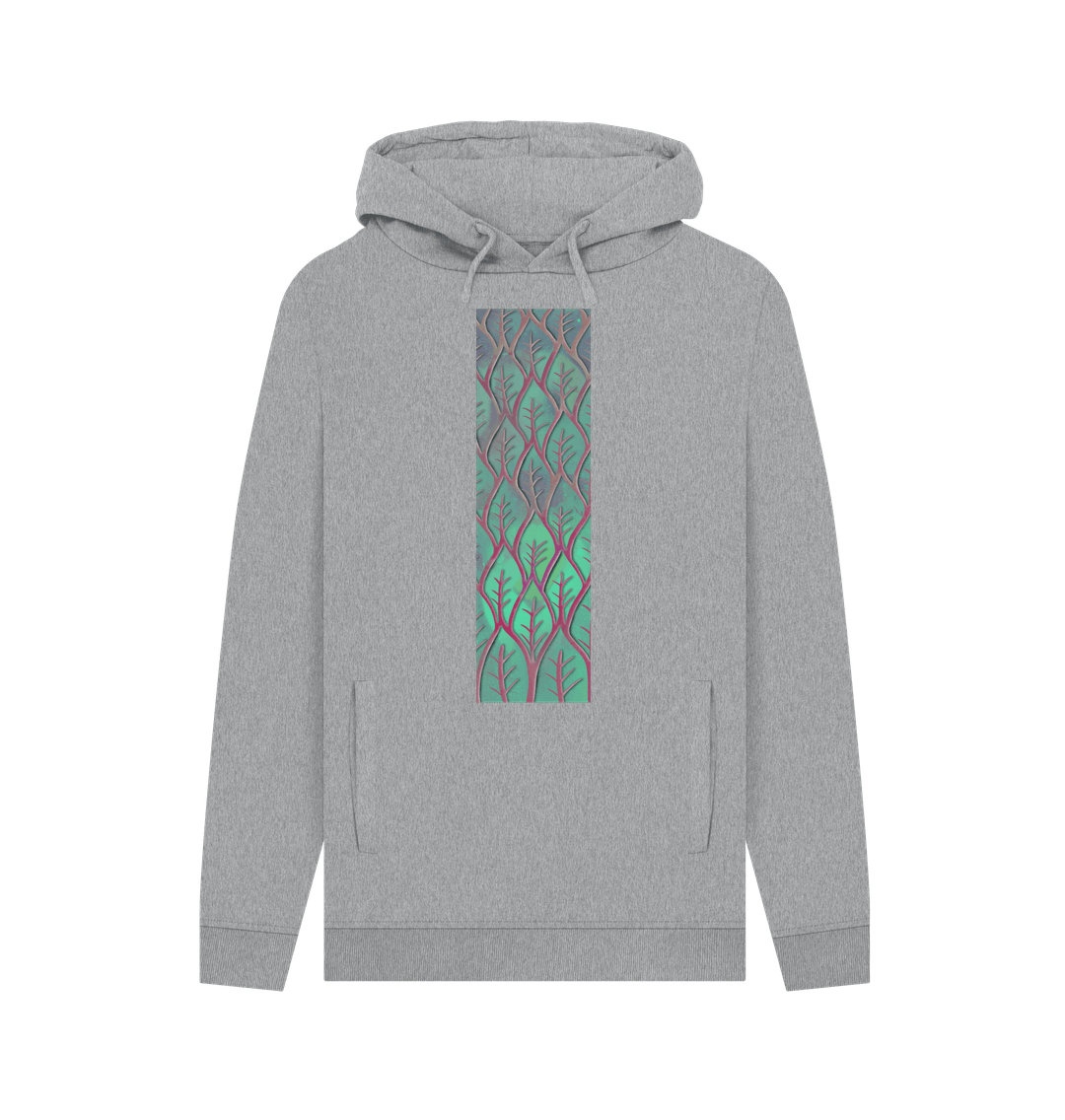 Light Heather Unisex cosmic leaves hoodie.