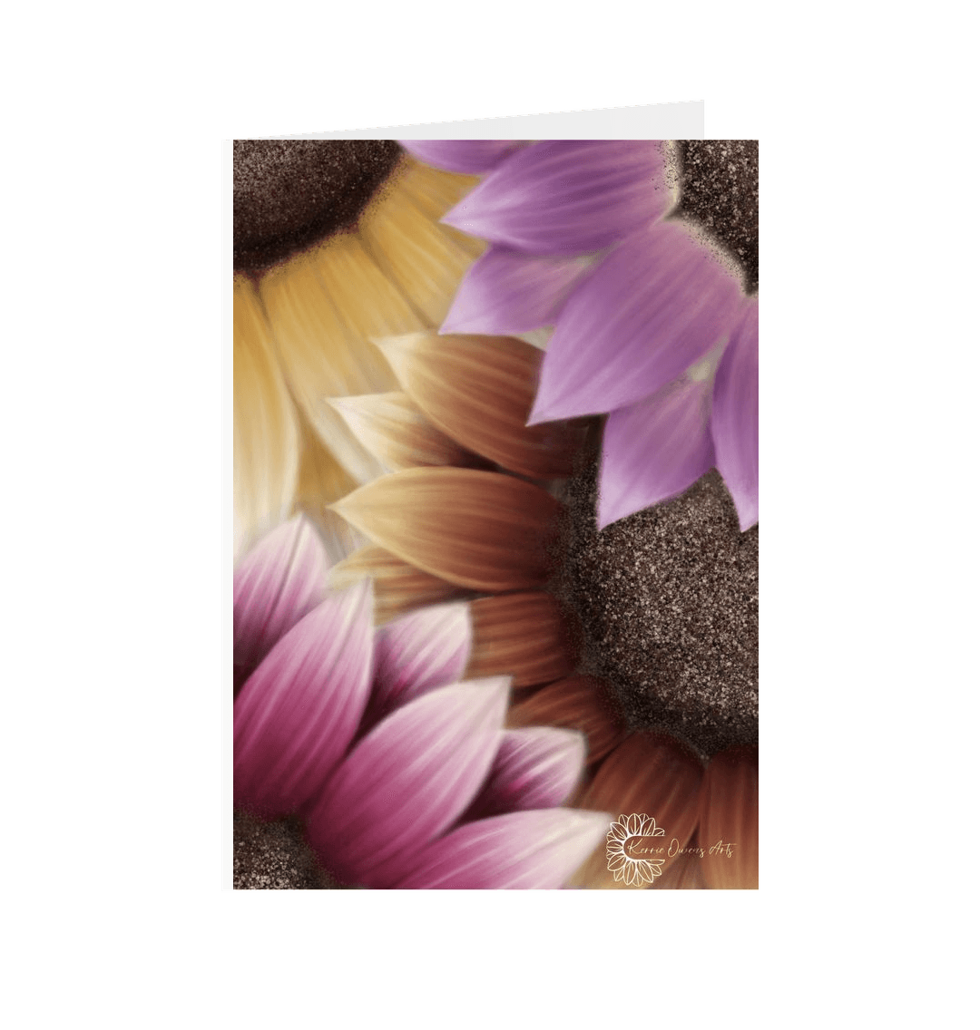 White Shaded sunflowers greetings cards.