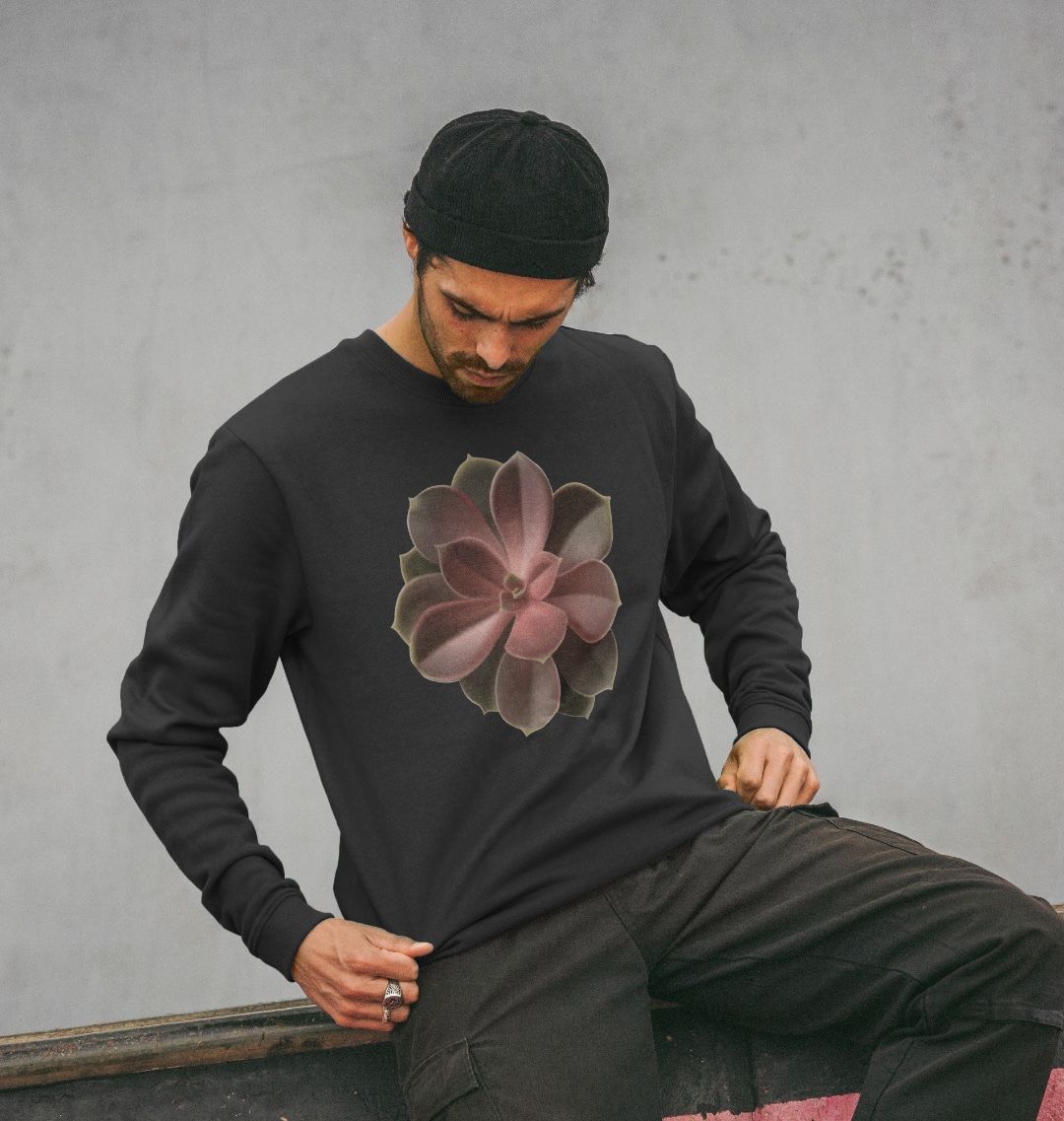 Men’s Red to green ombre succulent sweatshirt.