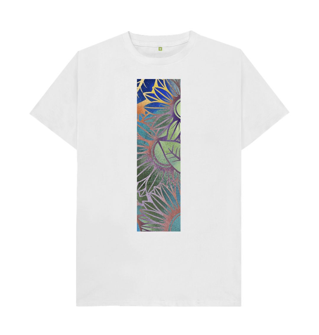 White Unisex colour spectrum sunflowers T-Shirt.