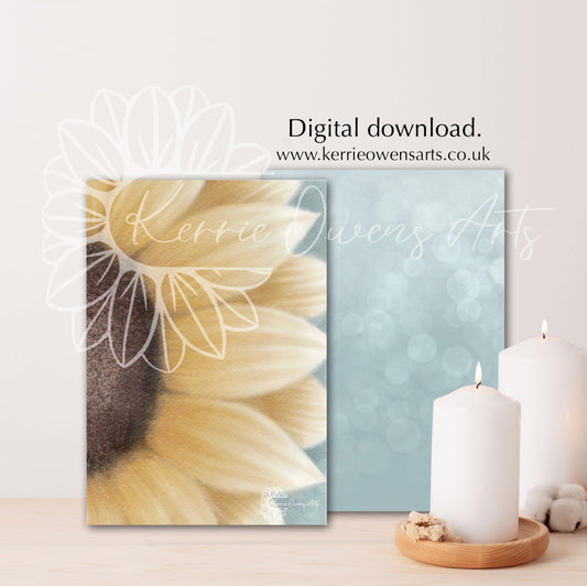 Yellow sunflower side view illustration digital download.