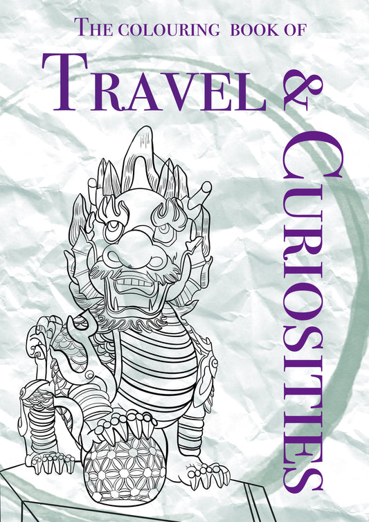 Travel and curiosities colouring book, digital download.