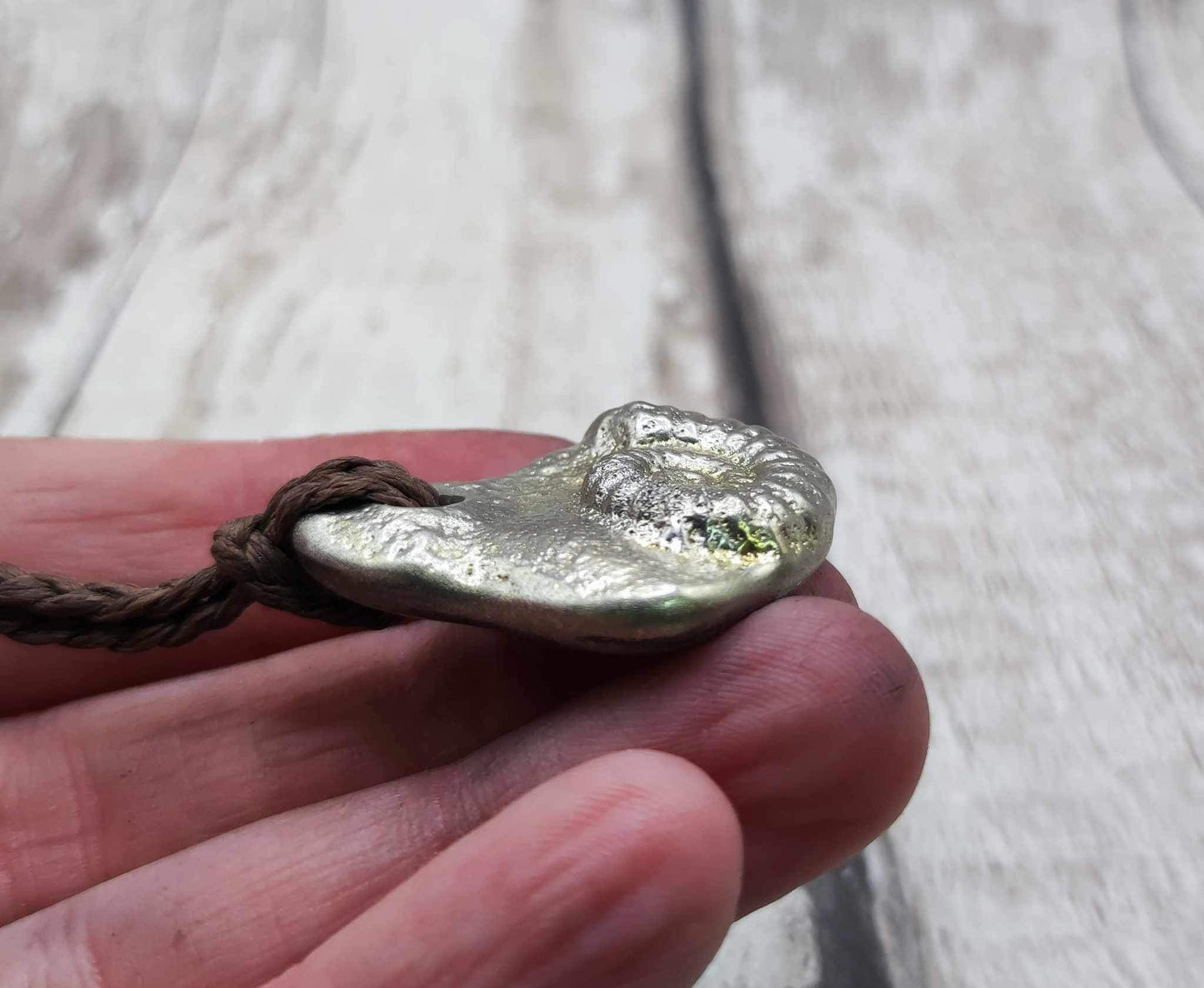 Ammonite pewter solid cast pendant.