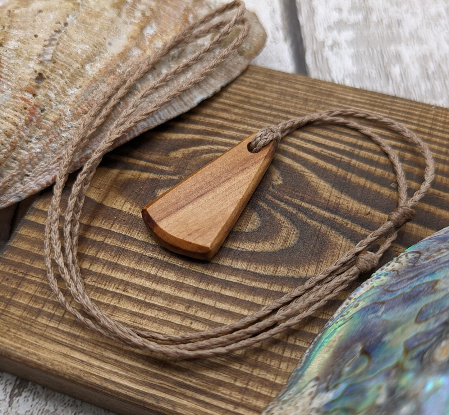 New Zealand Rimu wood roimata tear drop pendant.