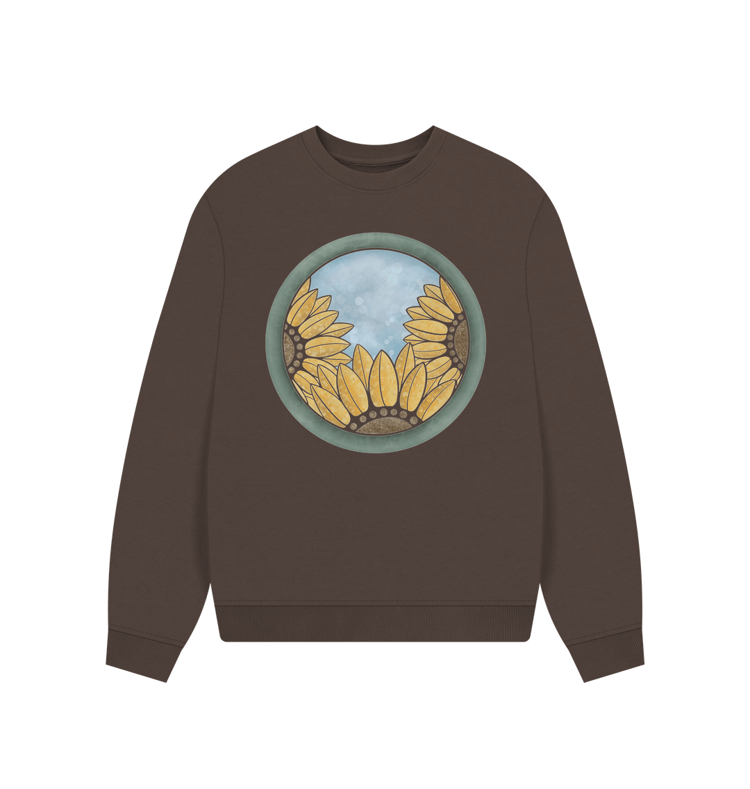 Chocolate The triple sunflower oversized women\u2019 sweatshirt.