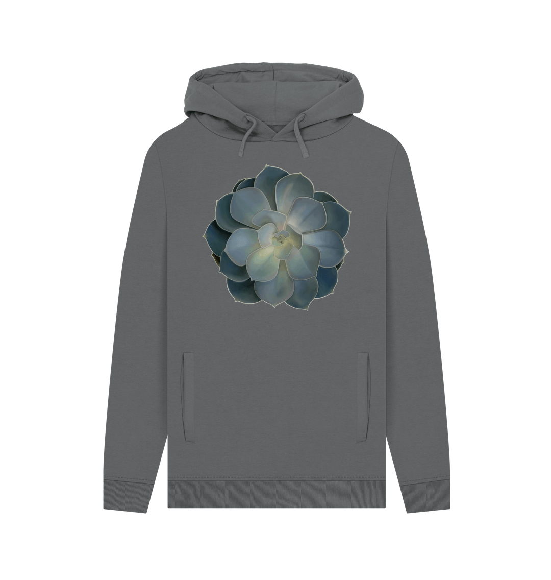 Slate Grey Unisex green ombr\u00e9 succulent hoodie.