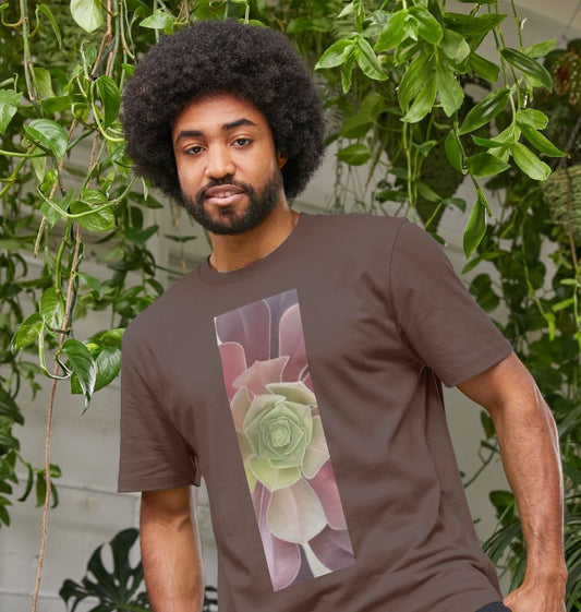 Unisex green to purple ombré succulent banner T-Shirt.