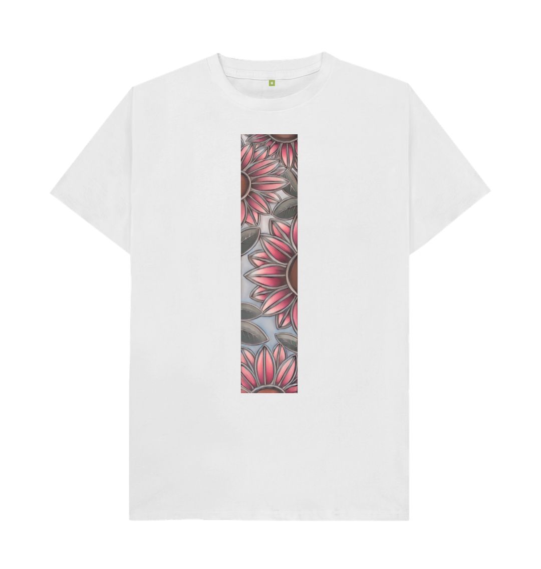 White Unisex Stain glass sunflowers T-shirt.