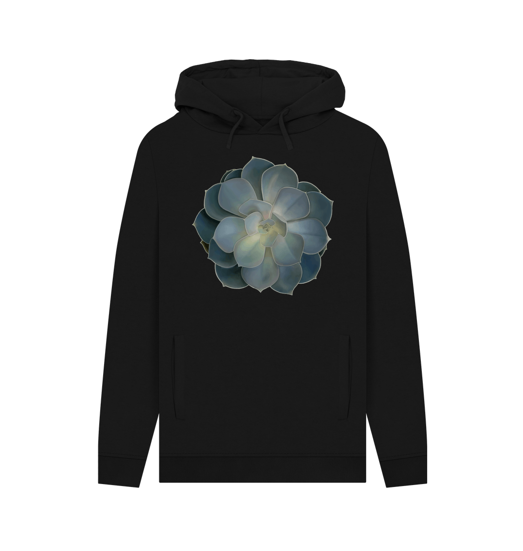 Black Unisex green ombr\u00e9 succulent hoodie.