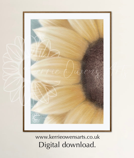 The yellow sunflower illustration, digital download.