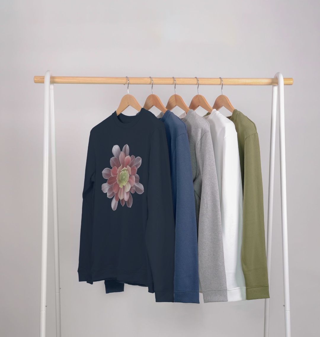 Men’s Green to purple ombré succulent sweatshirt.