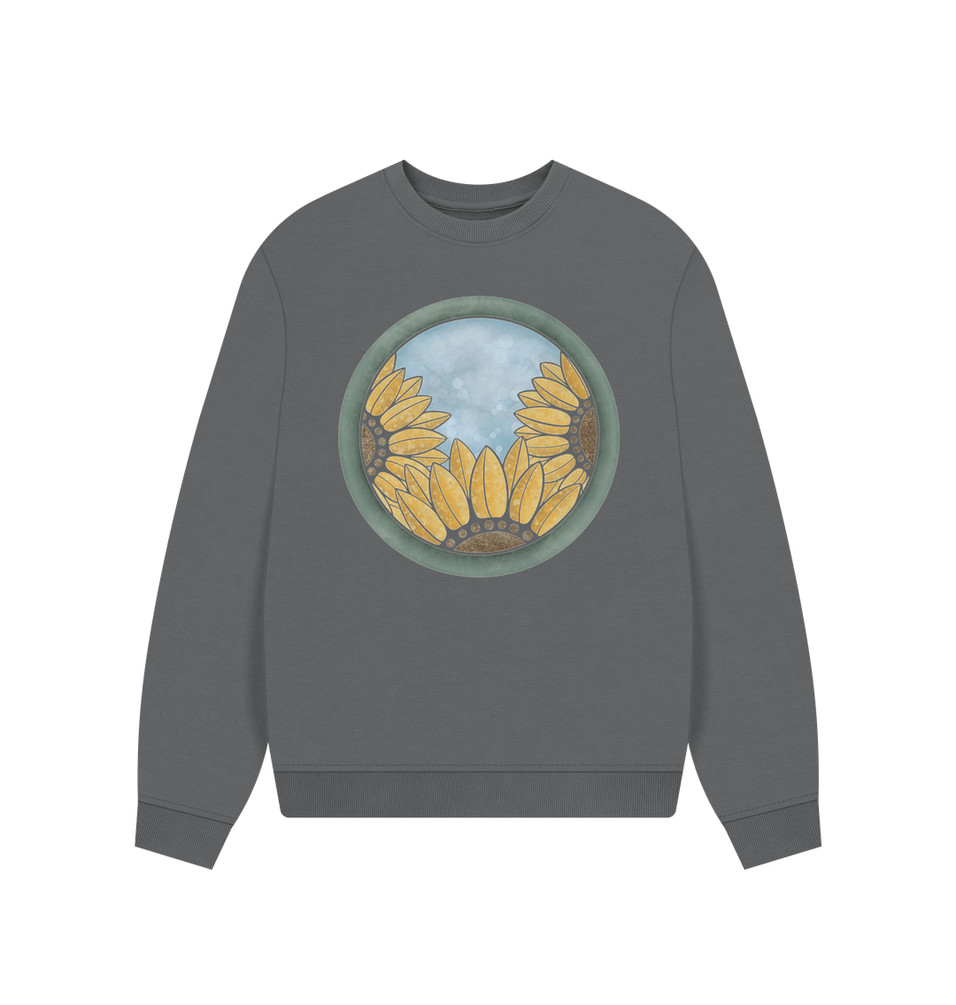 Slate Grey The triple sunflower oversized women\u2019 sweatshirt.