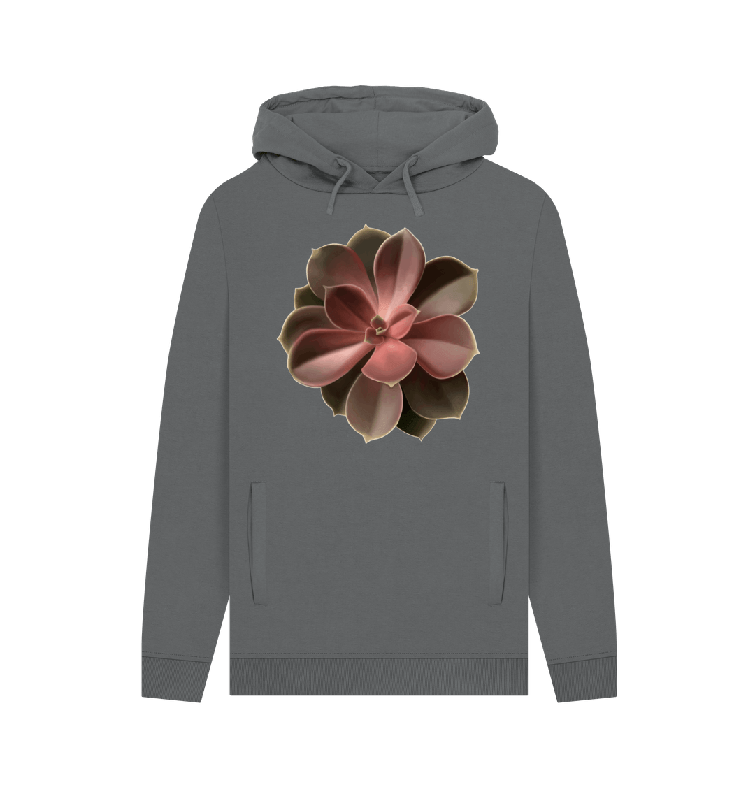 Slate Grey Unisex red to green succulent hoodie.