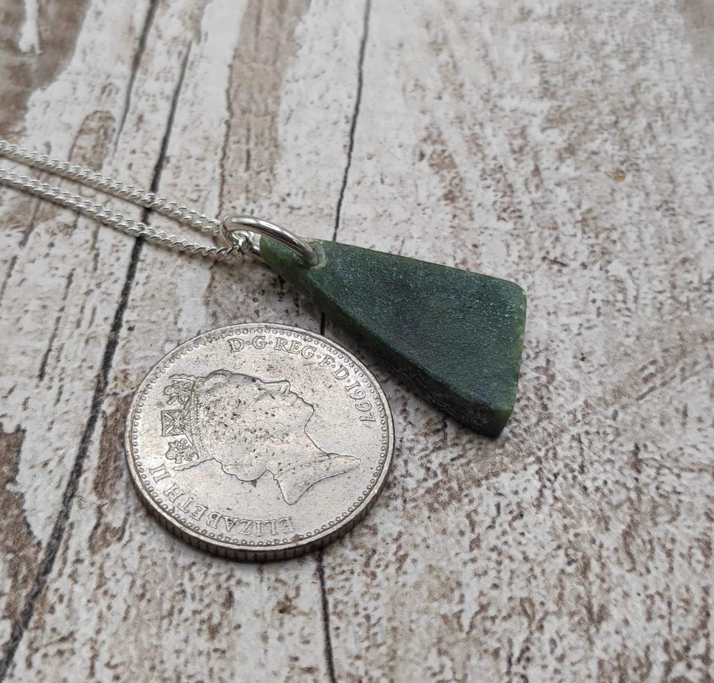 New Zealand Arahura river nephrite Jade slice pendant.