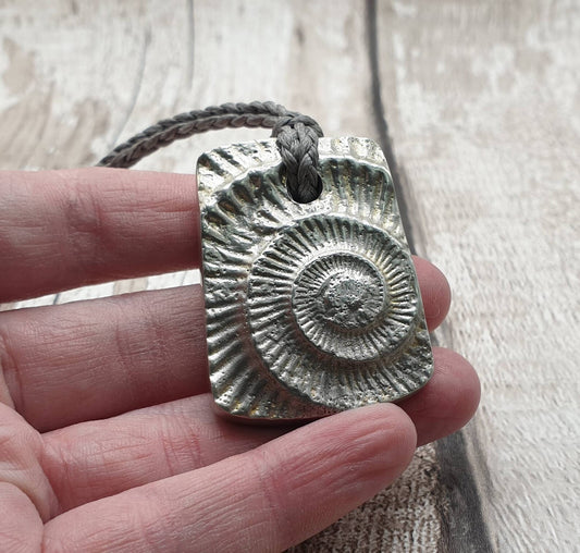 Solid pewter, Whitby ammonite casted pendant.