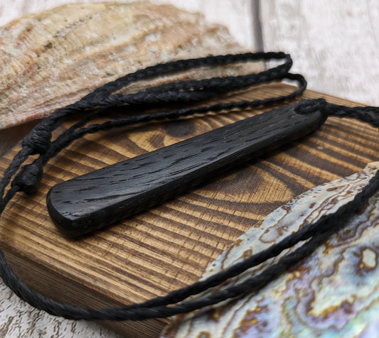 Fenland bog oak roimata drop pendant.