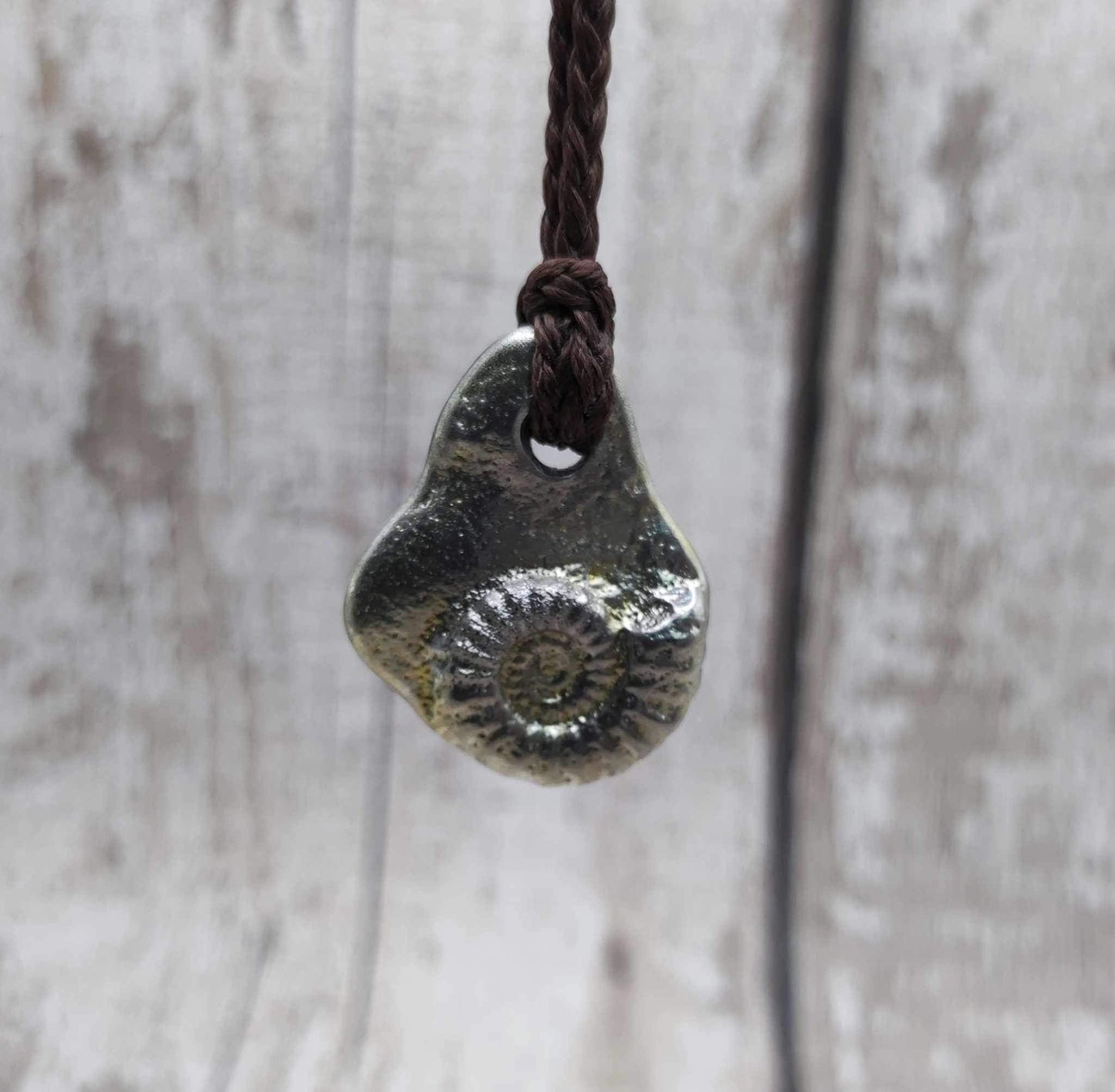 Ammonite pewter solid cast pendant.