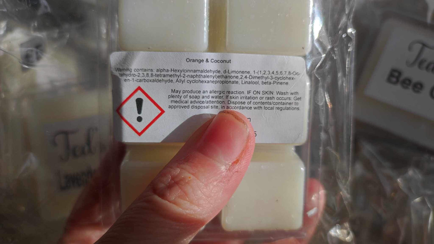 Orange and coconut, coconut wax melt.