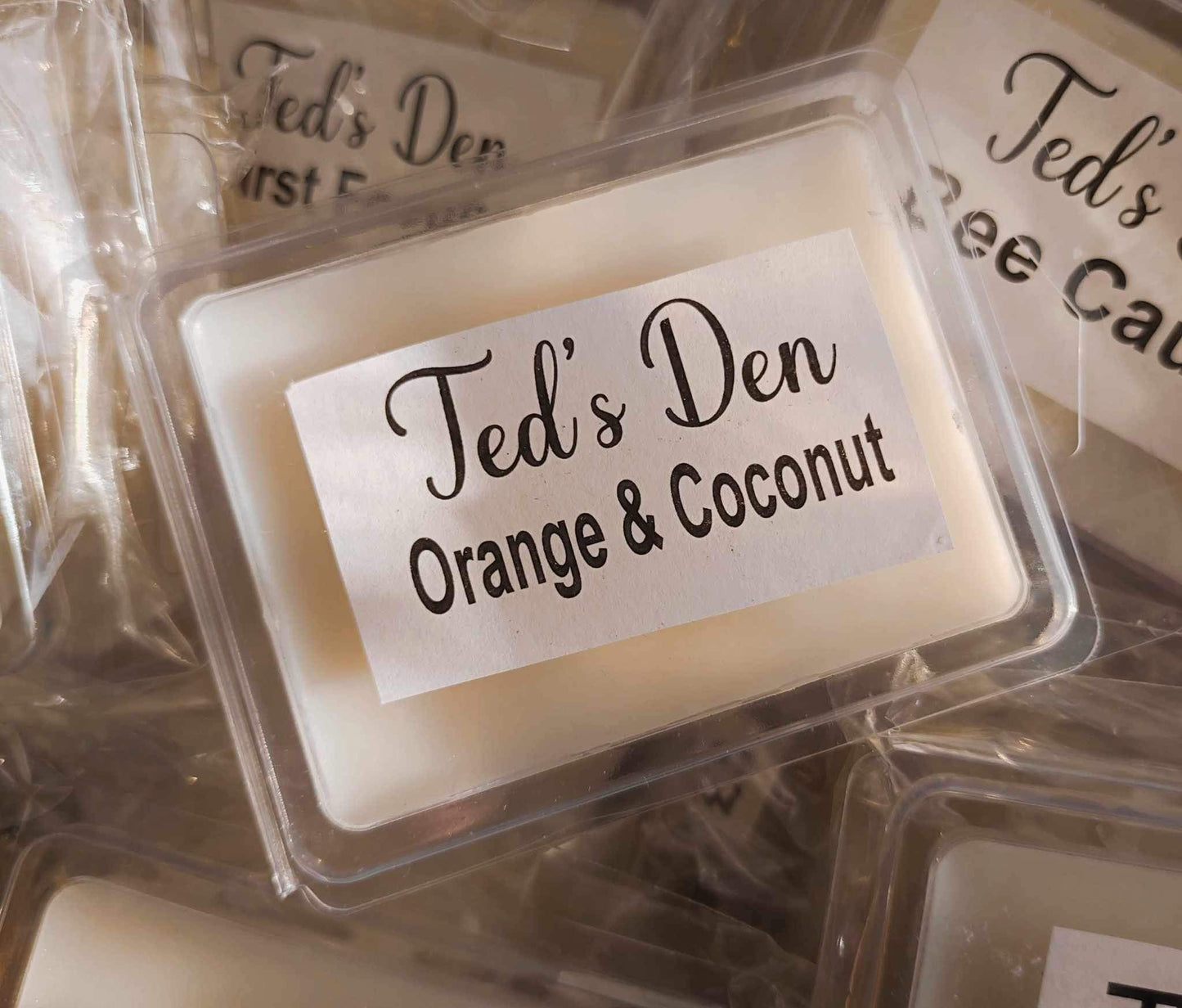 Orange and coconut, coconut wax melt.