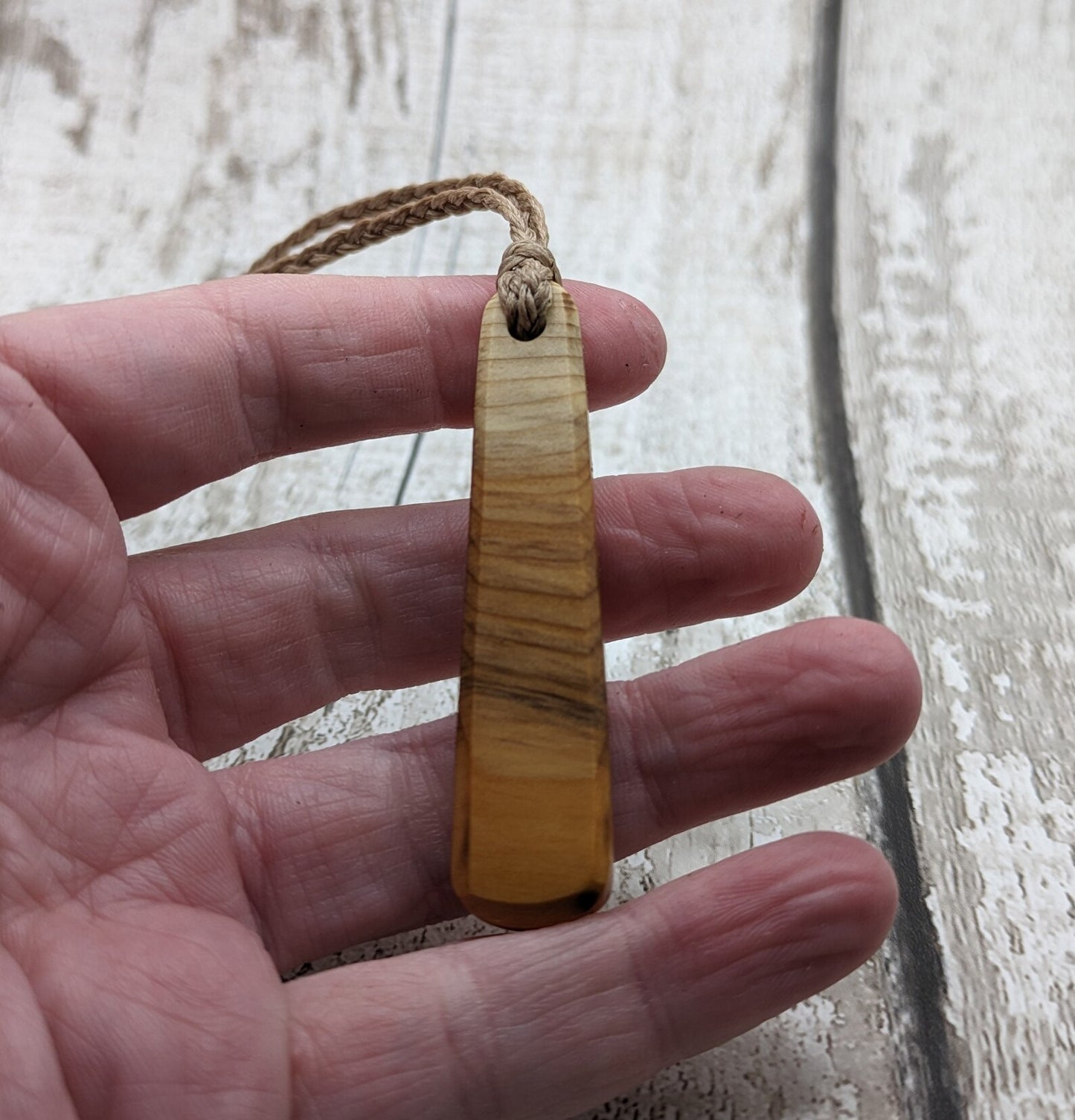 Yew wood roimata teardrop pendant