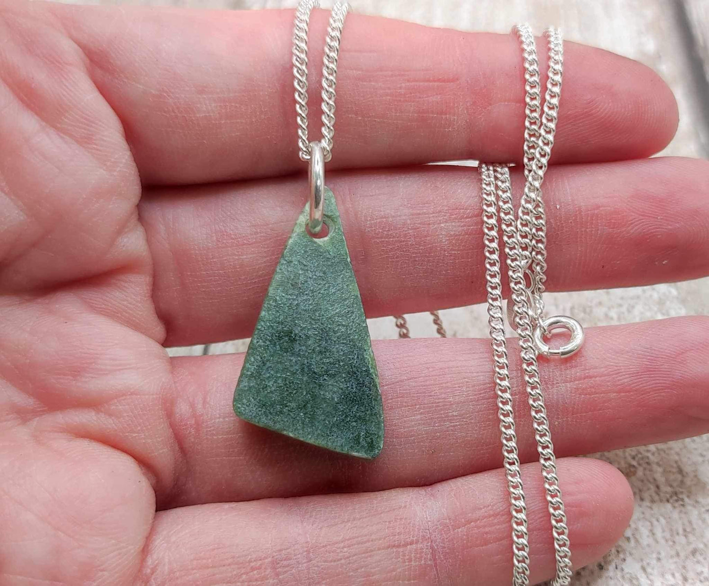 New Zealand Arahura river nephrite Jade slice pendant.
