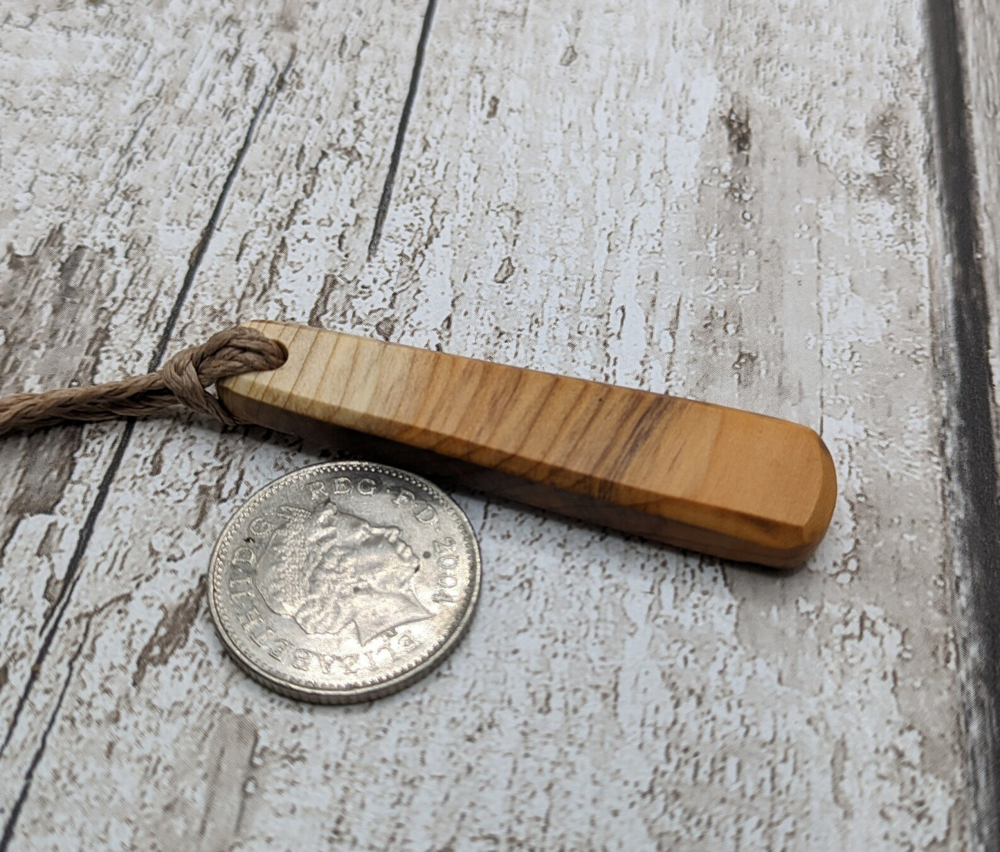 Yew wood roimata teardrop pendant
