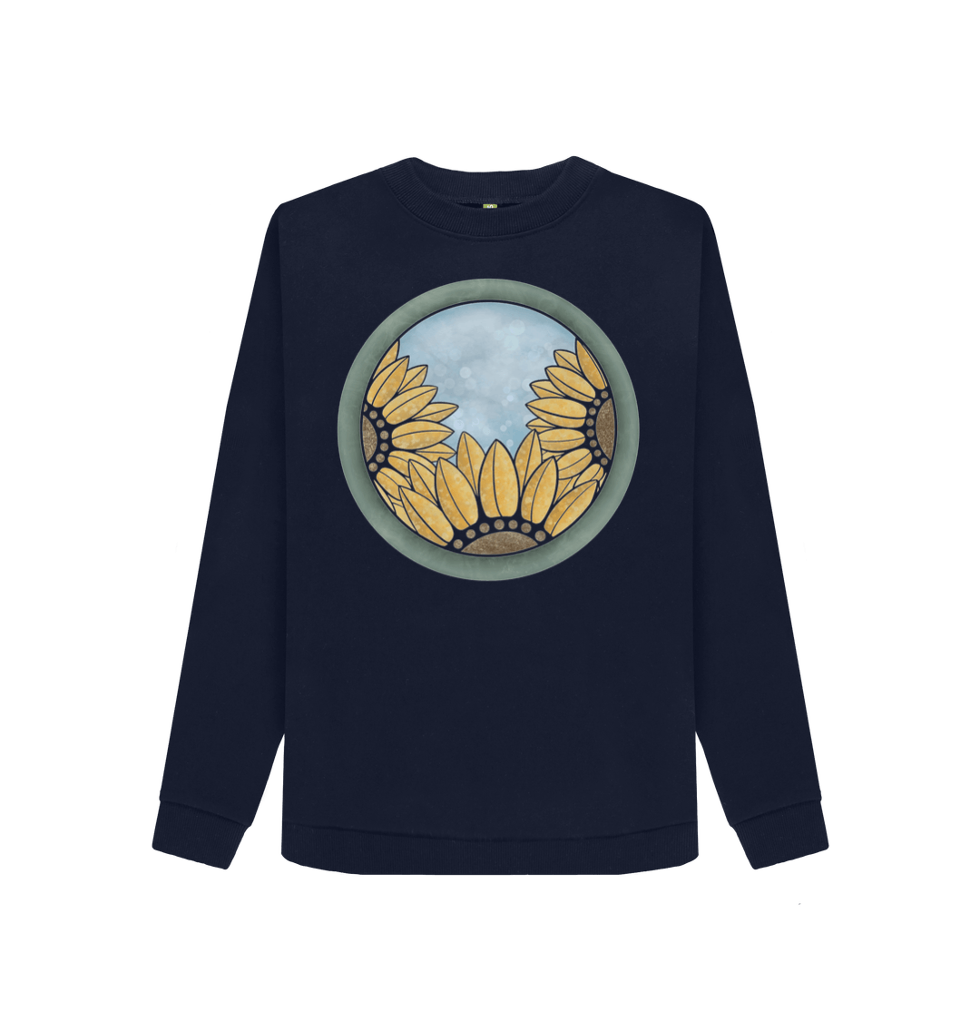 Navy Blue Printed Sweater Front
