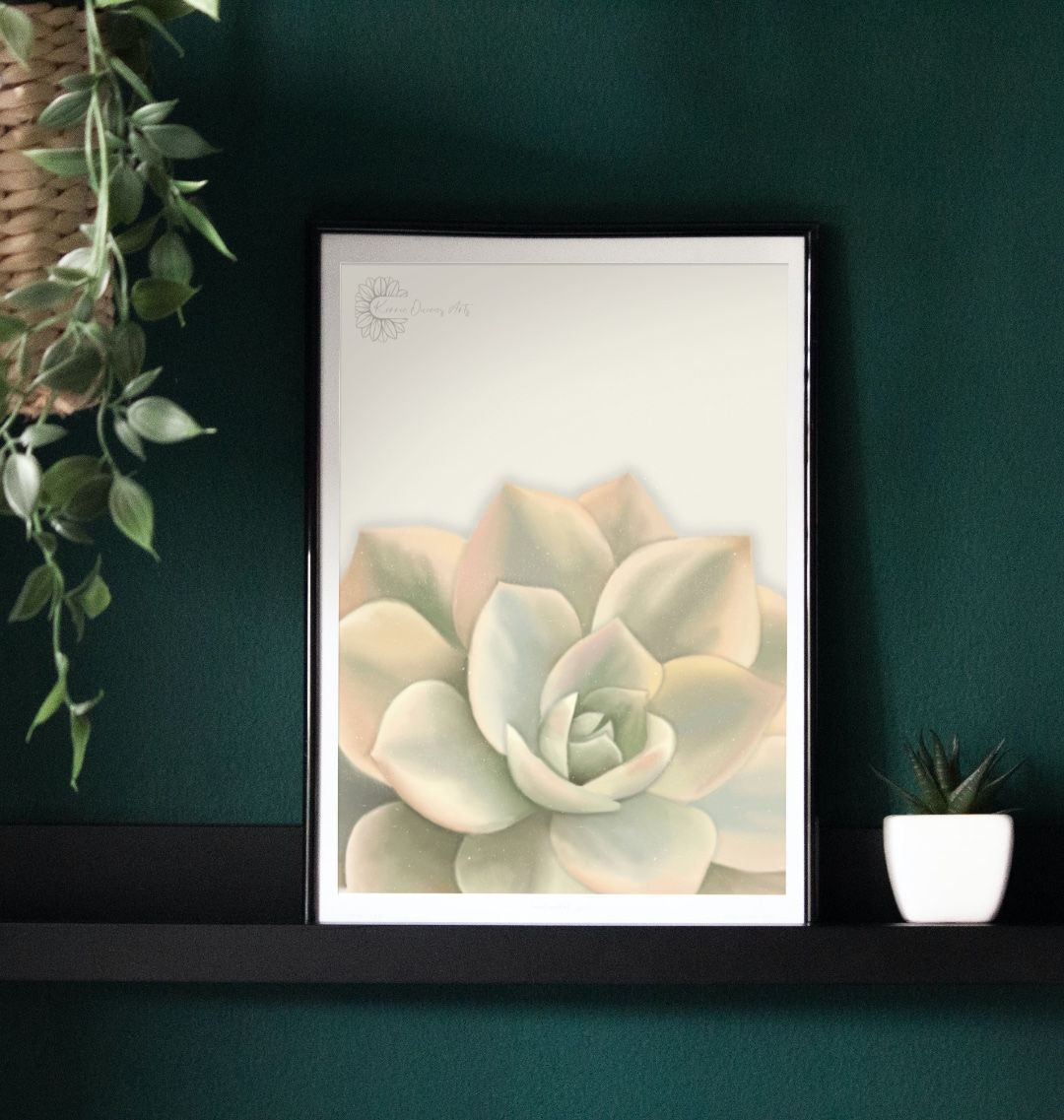 Light green ombré succulent poster print.