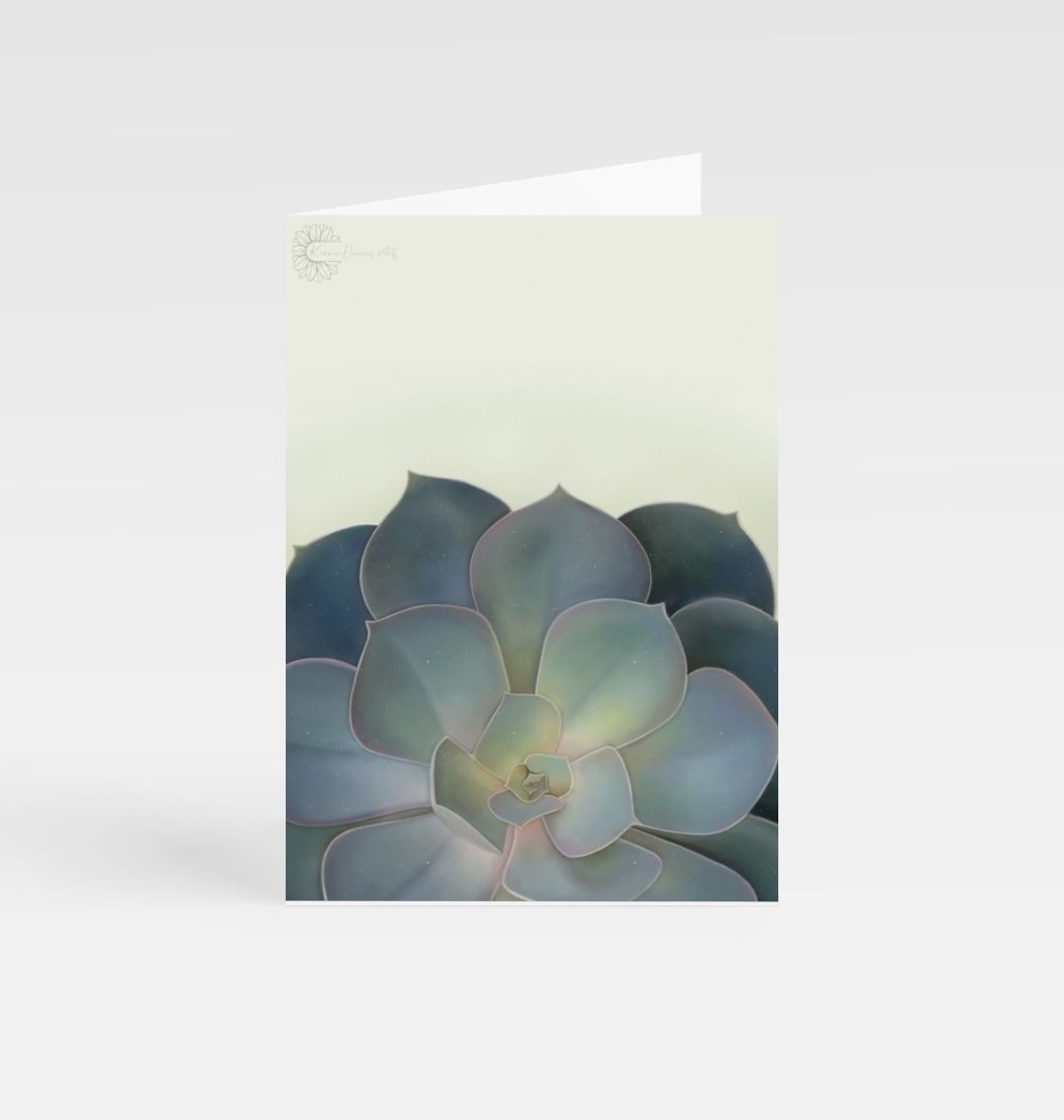 Green ombre succulents greetings card.