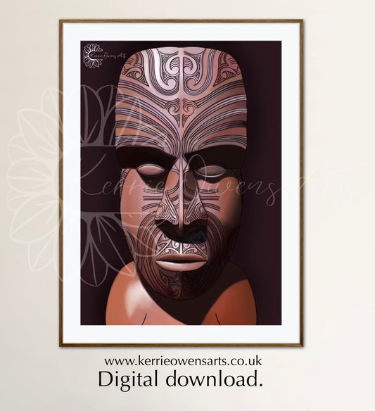 Waitangi Māori ancestor illustration, digital download.