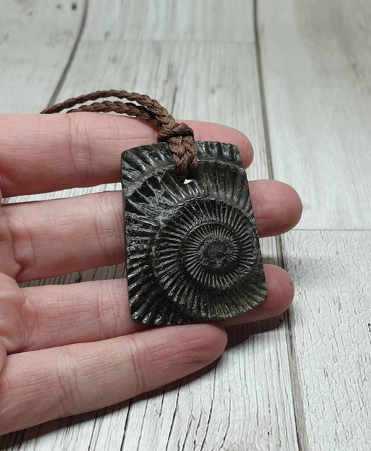 Whitby Ammonite negative imprint unisex pendant.