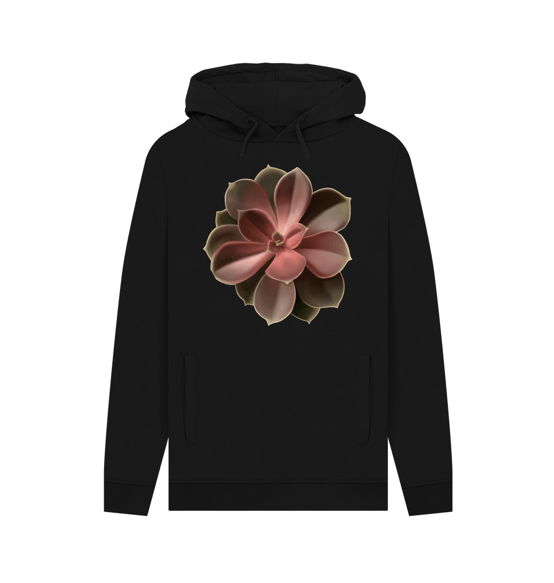 Black Unisex red to green succulent hoodie.