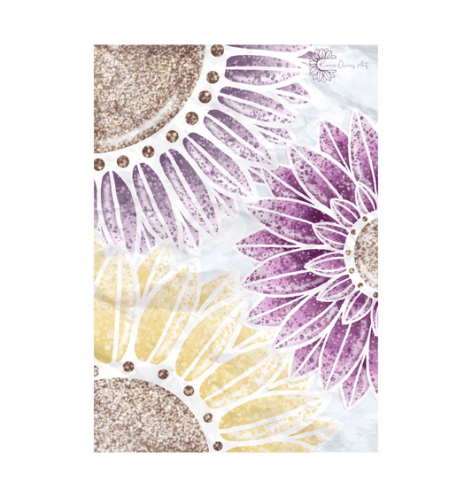 White Triple paint splattered sunflower poster print.