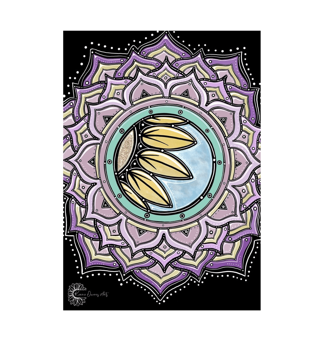 White Geometric sunflower poster print.