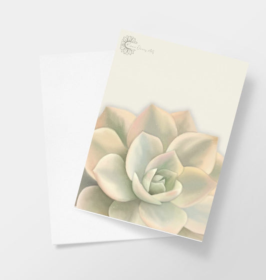 Light green ombré succulents greetings card.