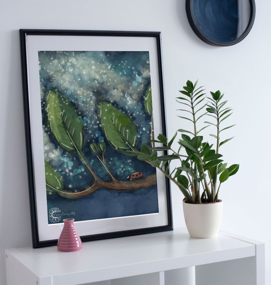 Woodland  nighttime glow poster print
