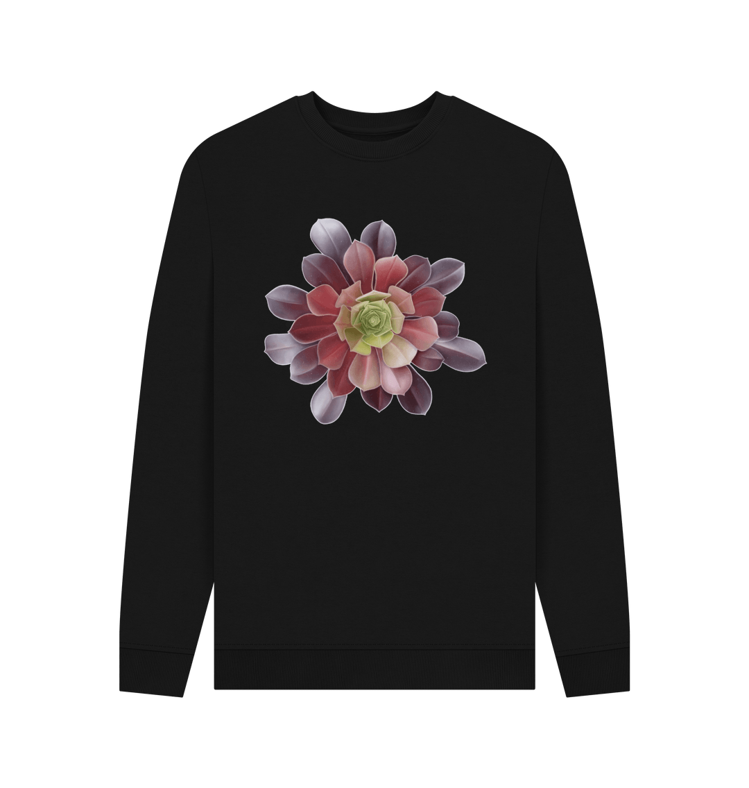 Black Men\u2019s Green to red ombr\u00e9 succulent sweatshirt.