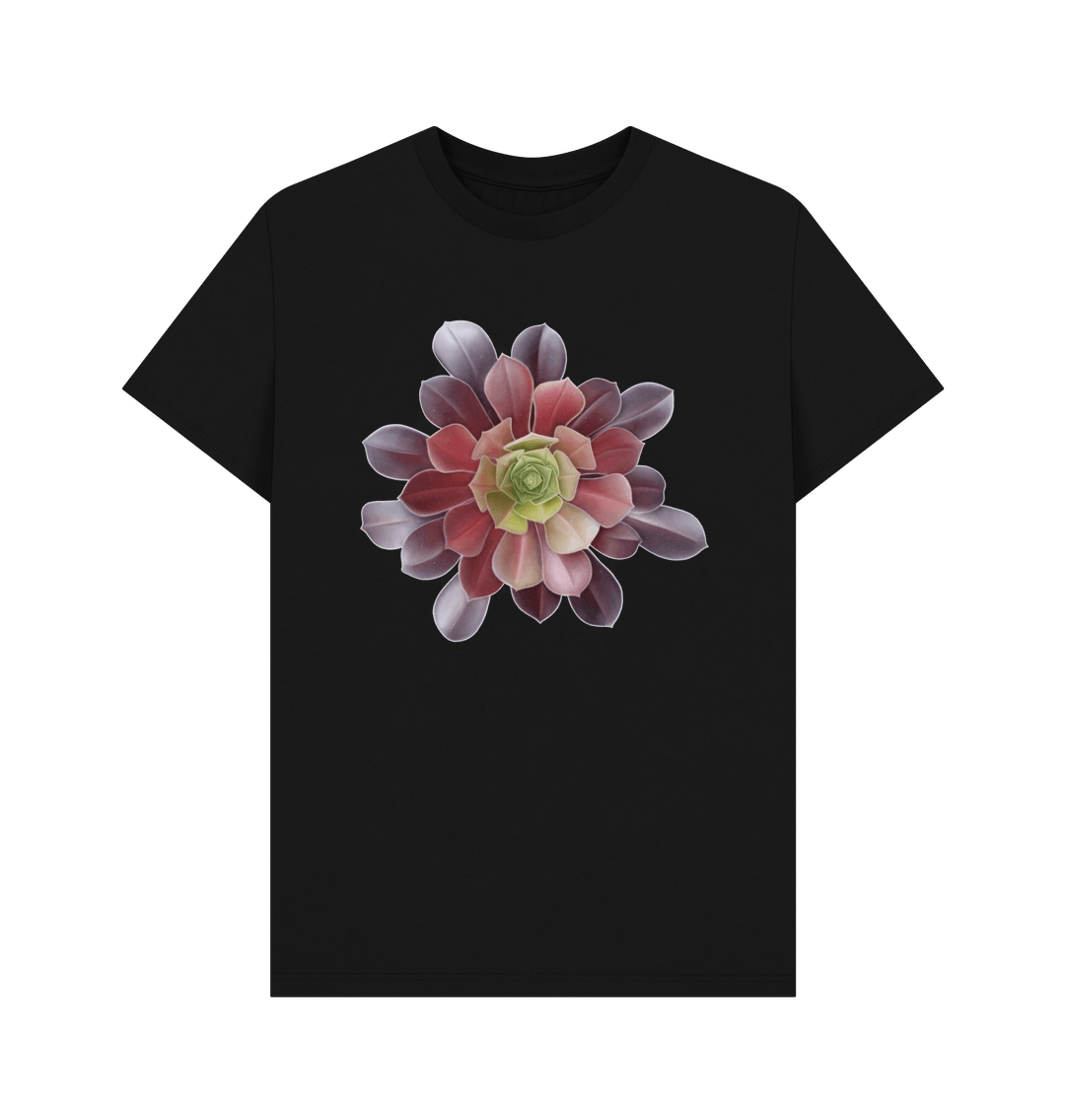 Black Green to purple ombr\u00e9 succulent unisex T-shirt.