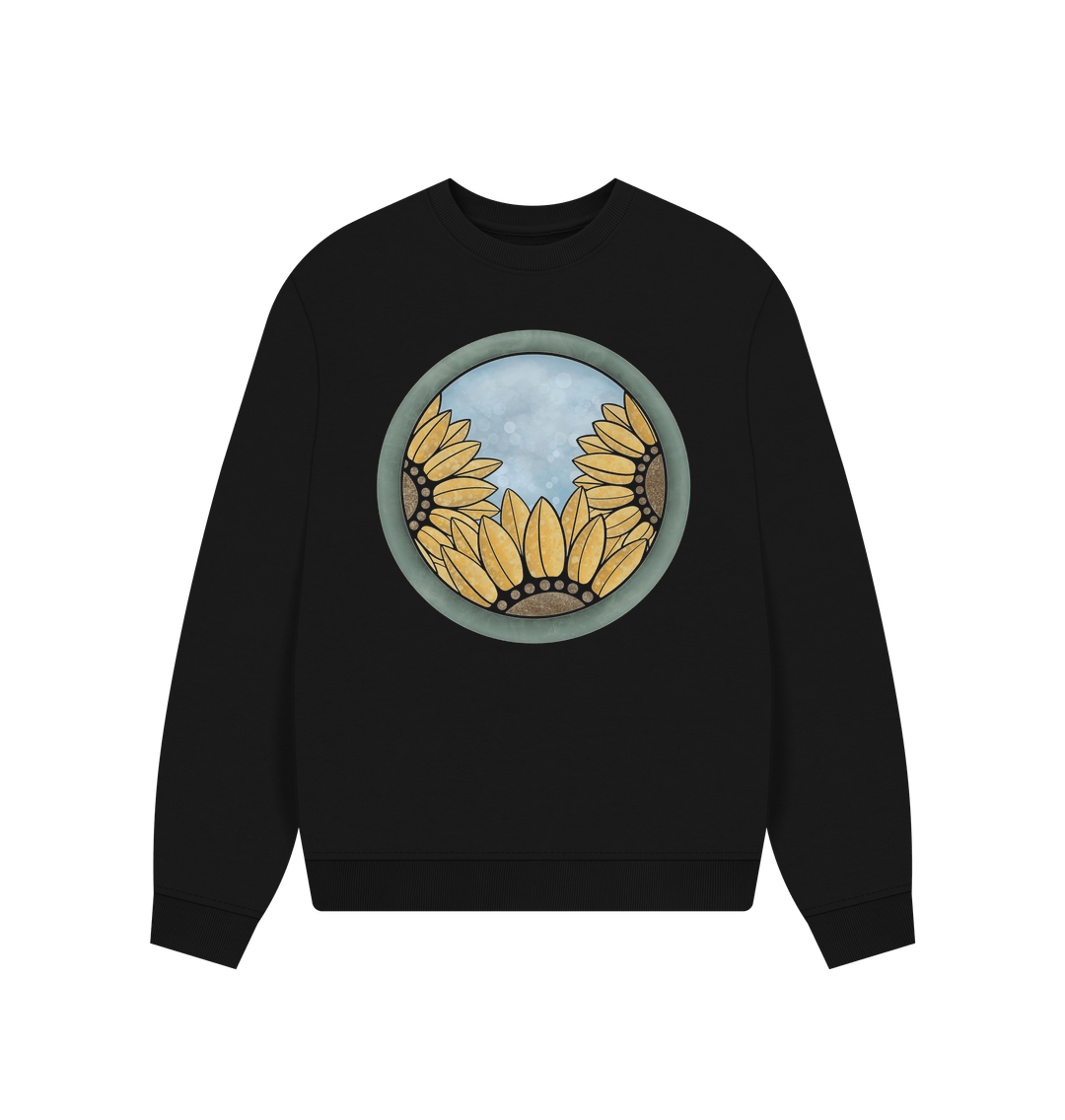 Black The triple sunflower oversized women\u2019 sweatshirt.