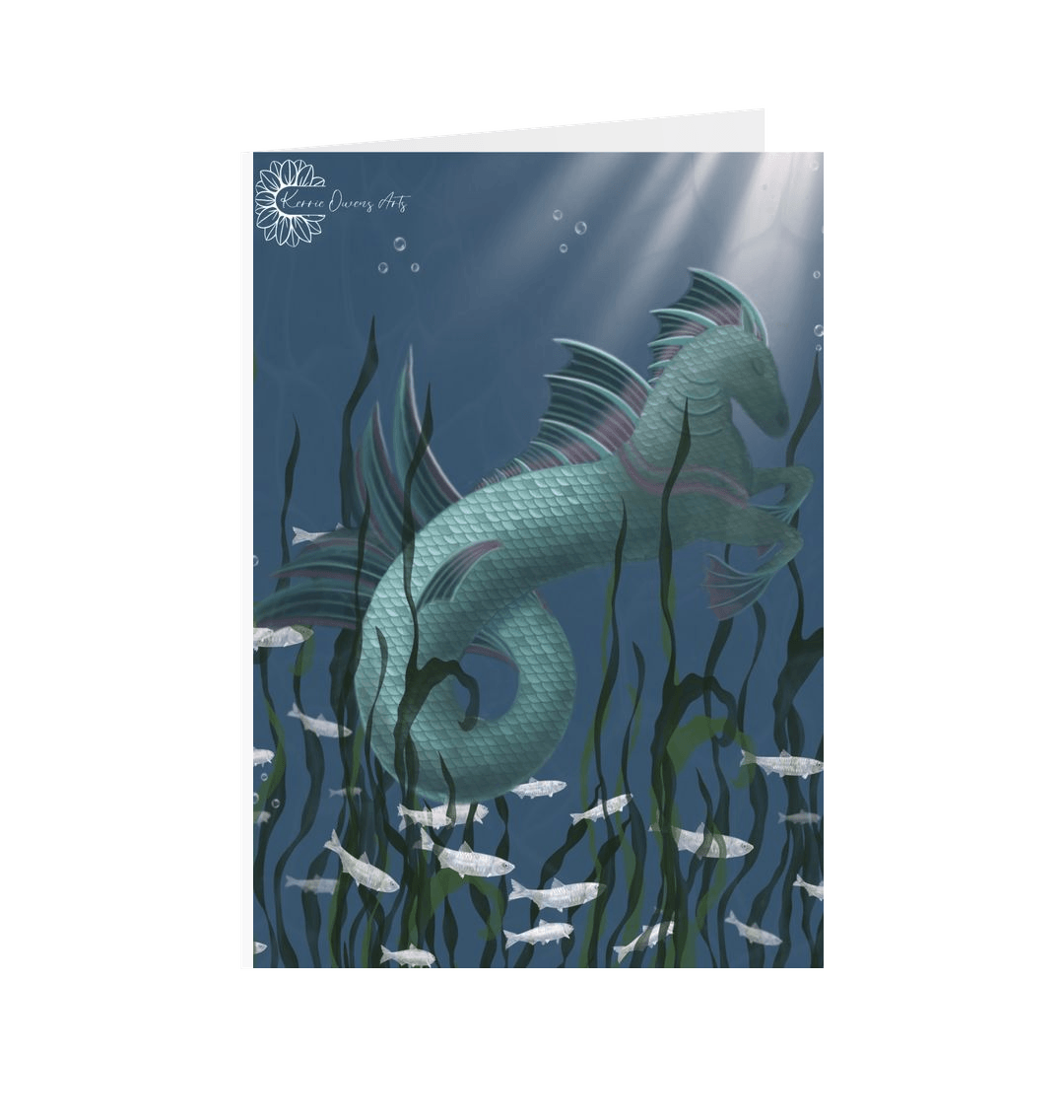 White Sleeping kelpie greetings card.