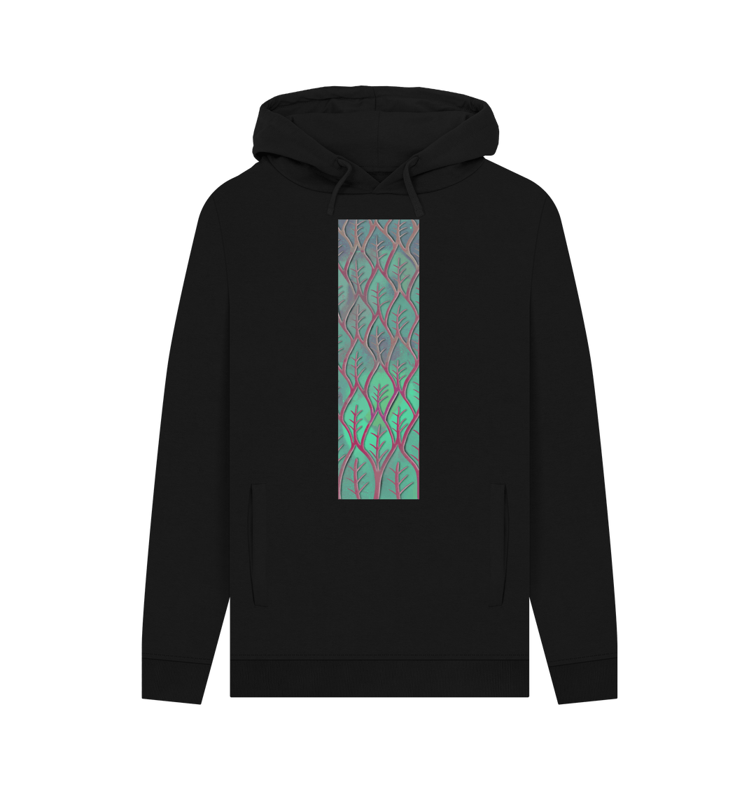 Black Unisex cosmic leaves hoodie.