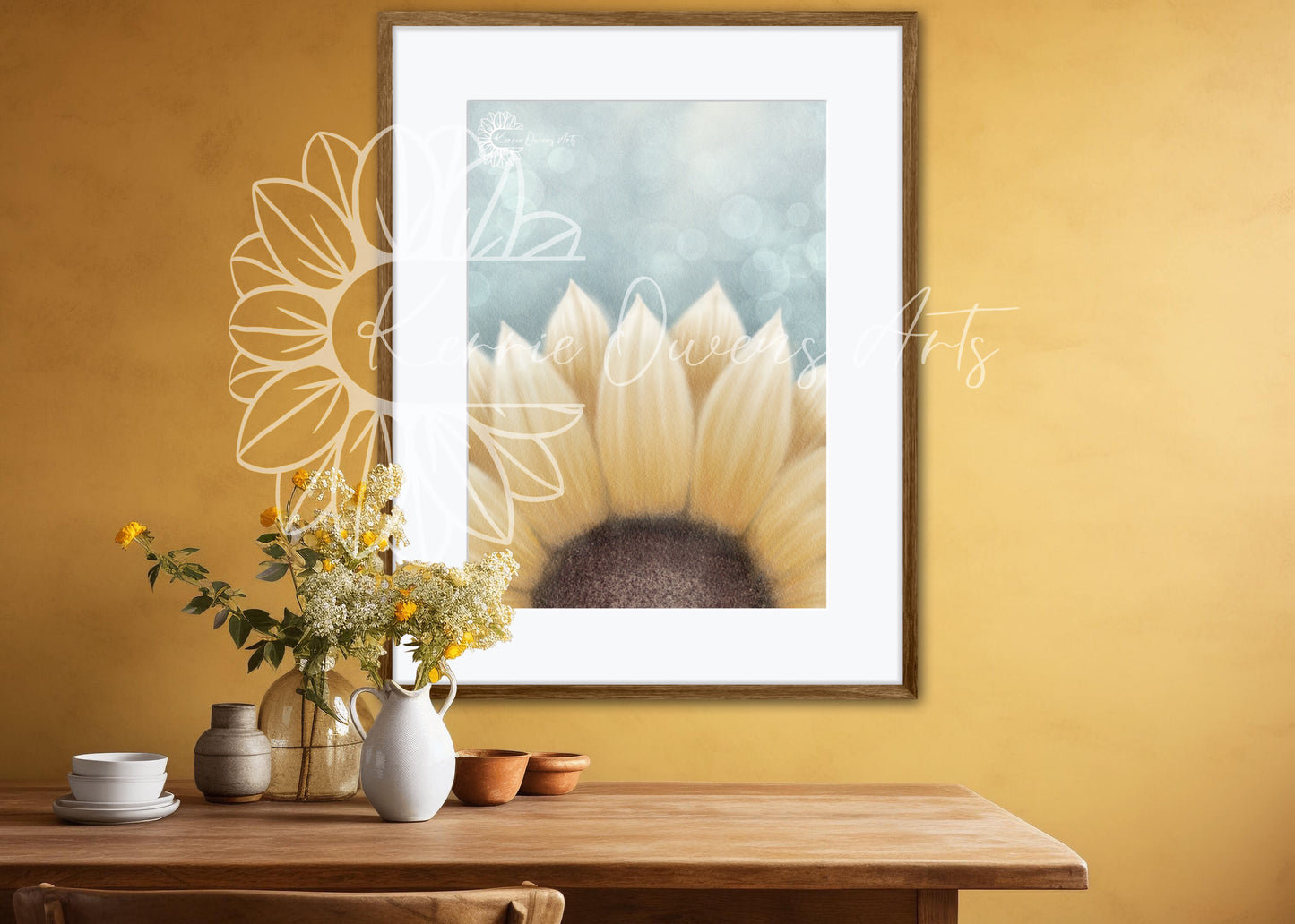 Fiadh's sunflower, printed, digital illustration.