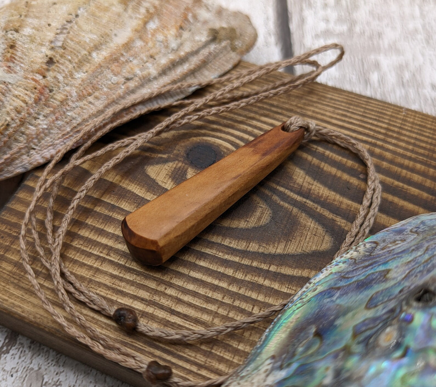 New Zealand Rimu wood roimata tear drop pendant.