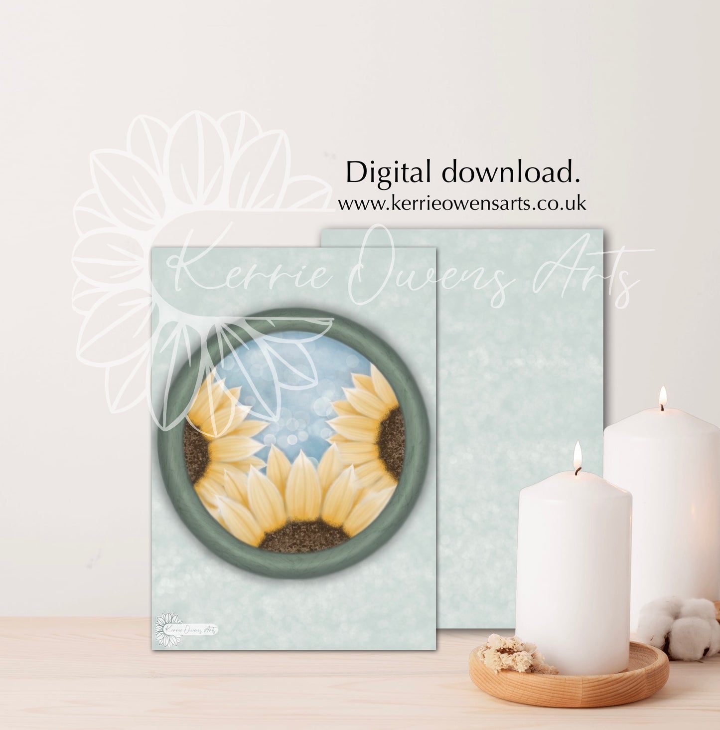 The three sunflowers digital download art work invitation print.