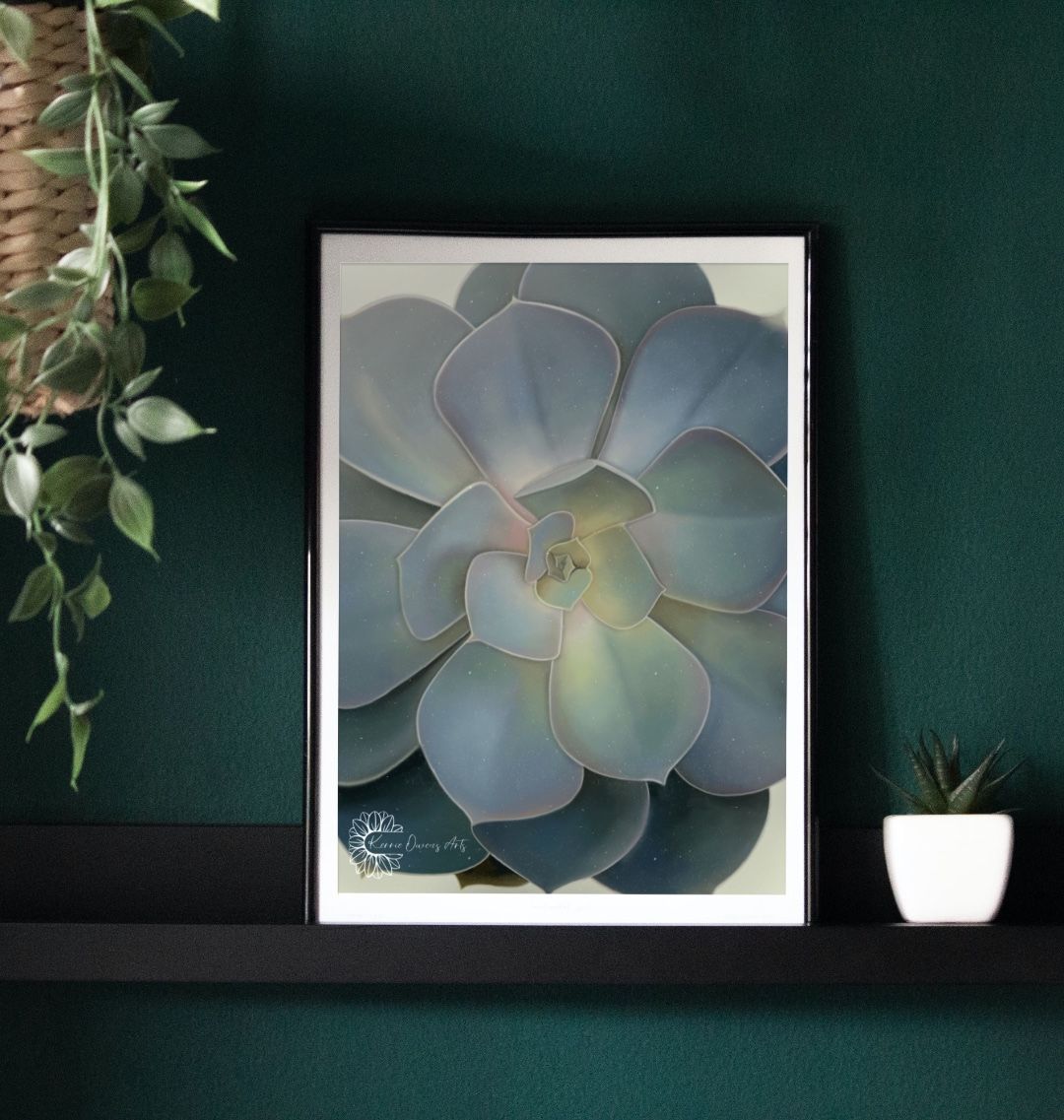 Green ombré succulent poster print.