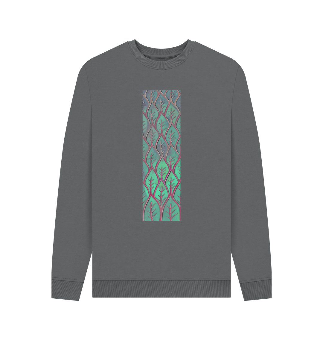 Slate Grey Men\u2019s Cosmic leaves sweatshirts.