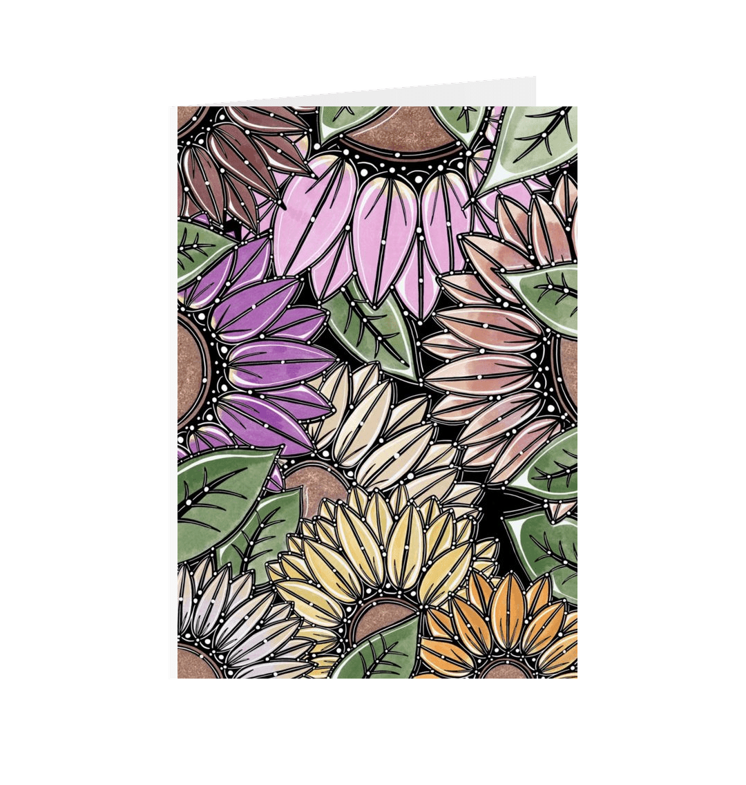 White Dark sunflowers greetings cards.